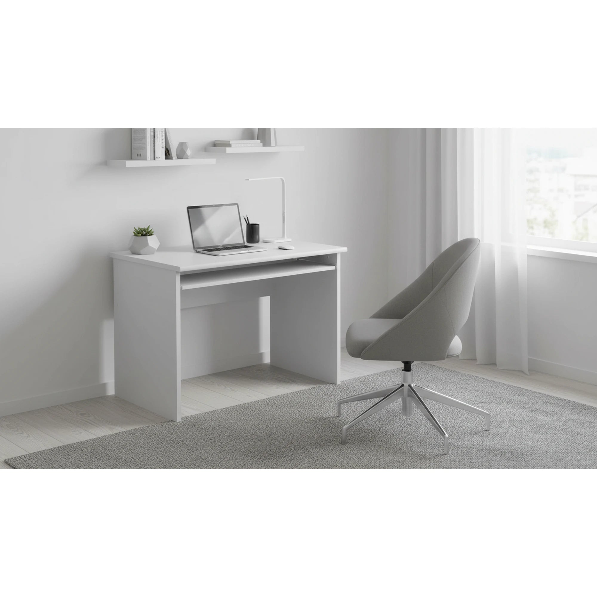 Masa birou JOHAN 2 NEW 02,alb, DTD laminat, 100x68x74 cm