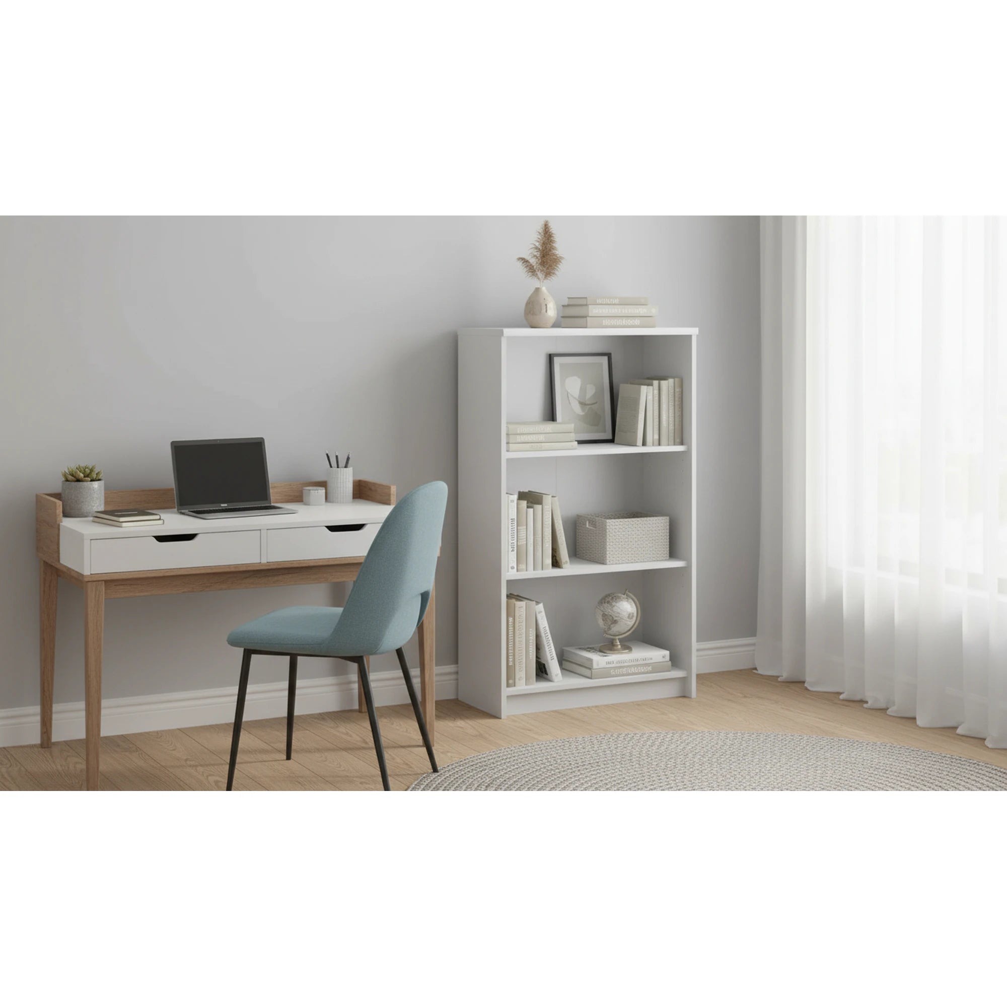 Biblioteca JOHAN 2 NEW 03, alb, DTD laminat, 73x34x115 cm