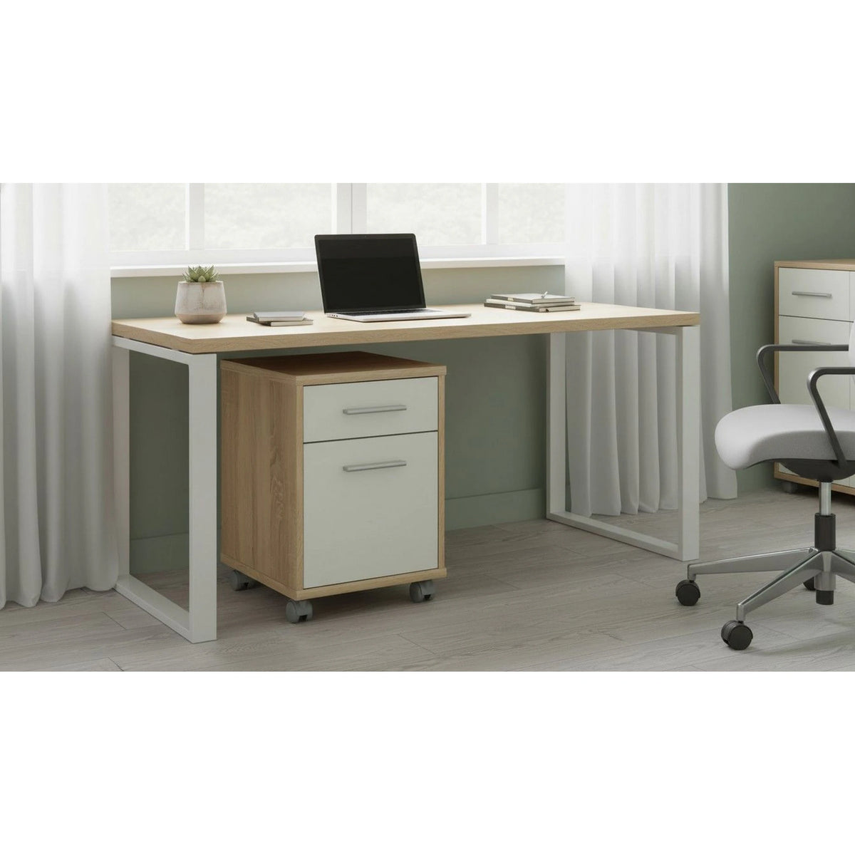 Noptiera JOHAN 2 NEW 07, stejar sonoma/alb, DTD laminat, 39x41x55 cm