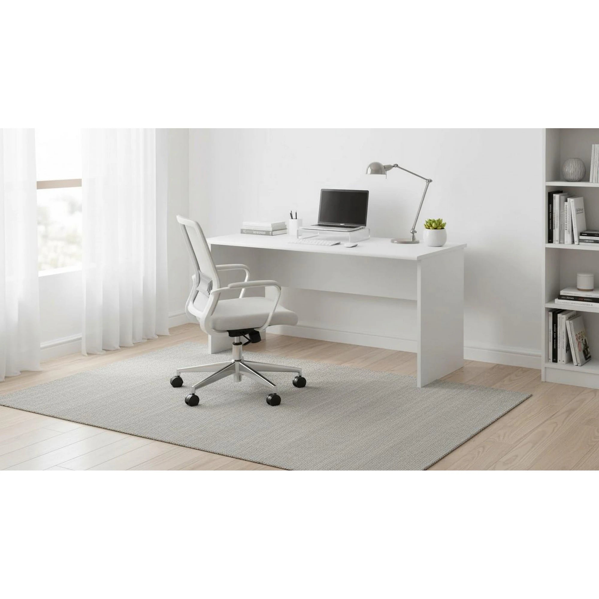 Masa birou JOHAN 2 NEW 08 JH112, alb, PAL melaminat, 148x68x74 cm