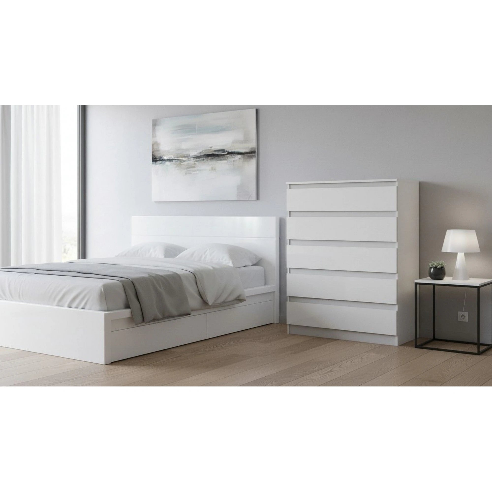 Comoda HANY NEW 005, alb, DTD laminat, 90x49x117 cm