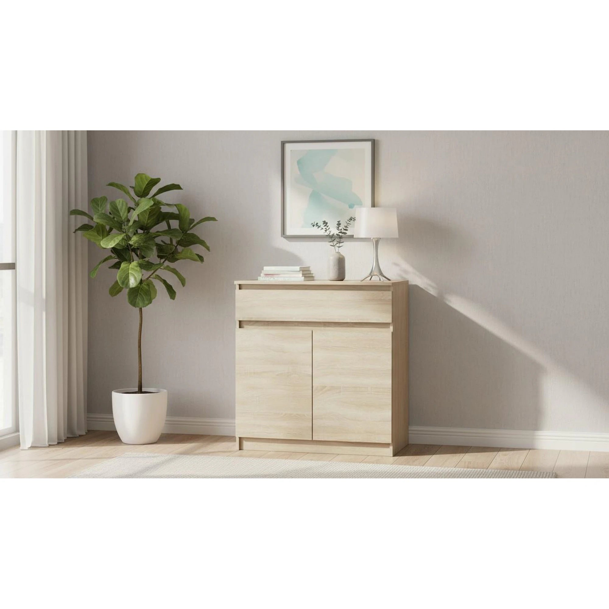Comoda HANY NEW 007, stejar sonoma, DTD laminat, 90x49x96 cm