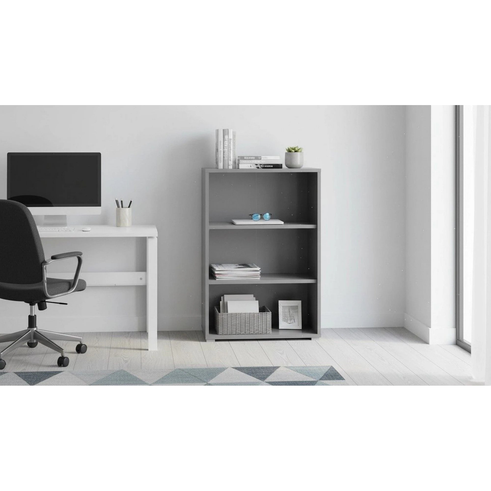 Biblioteca RIOMA NEW TYP 04, gri grafit, PAL melaminat, 75x38x112 cm