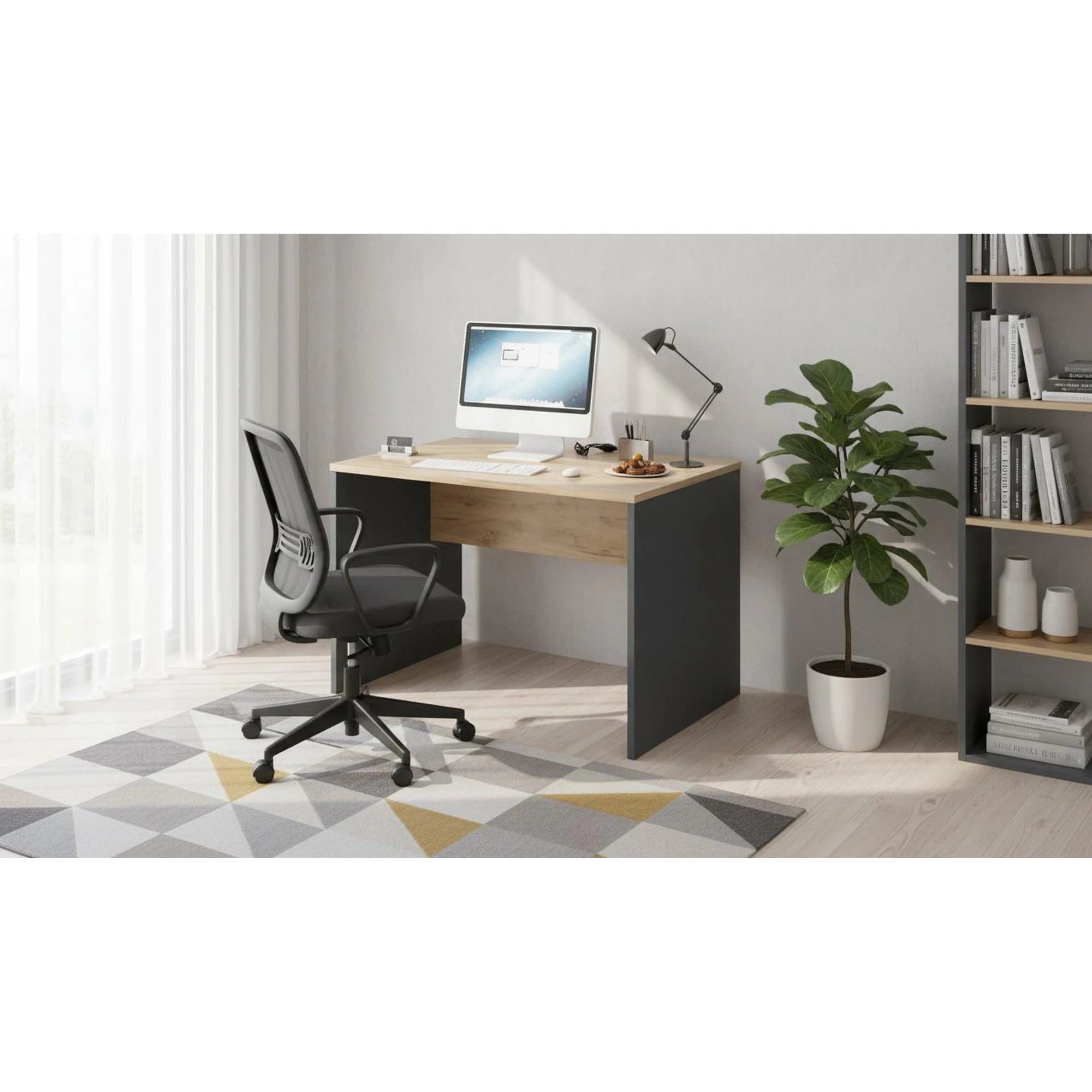 Masa birou RIOMA NEW TYP 12, gri grafit/stejar artisan, DTD laminat, 100x80x76 cm