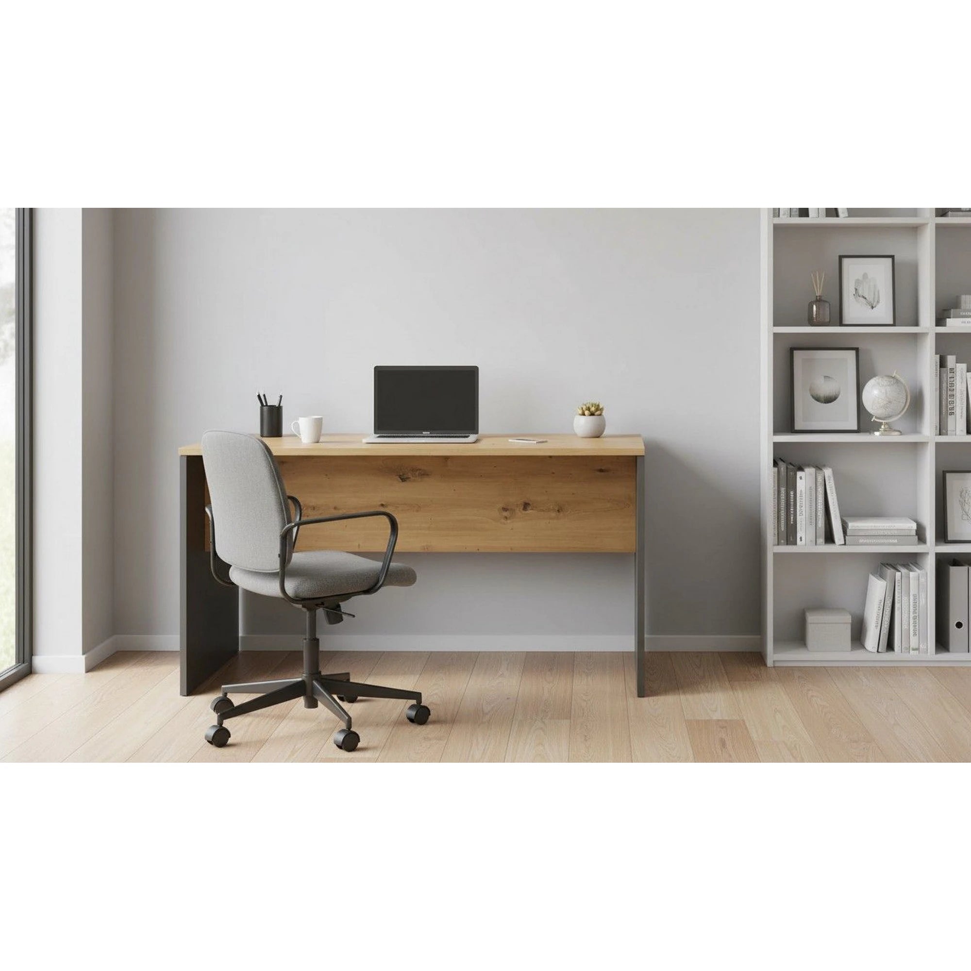 Masa birou RIOMA NEW TYP 16, gri grafit/stejar artisan, DTD laminat, 160x80x76 cm