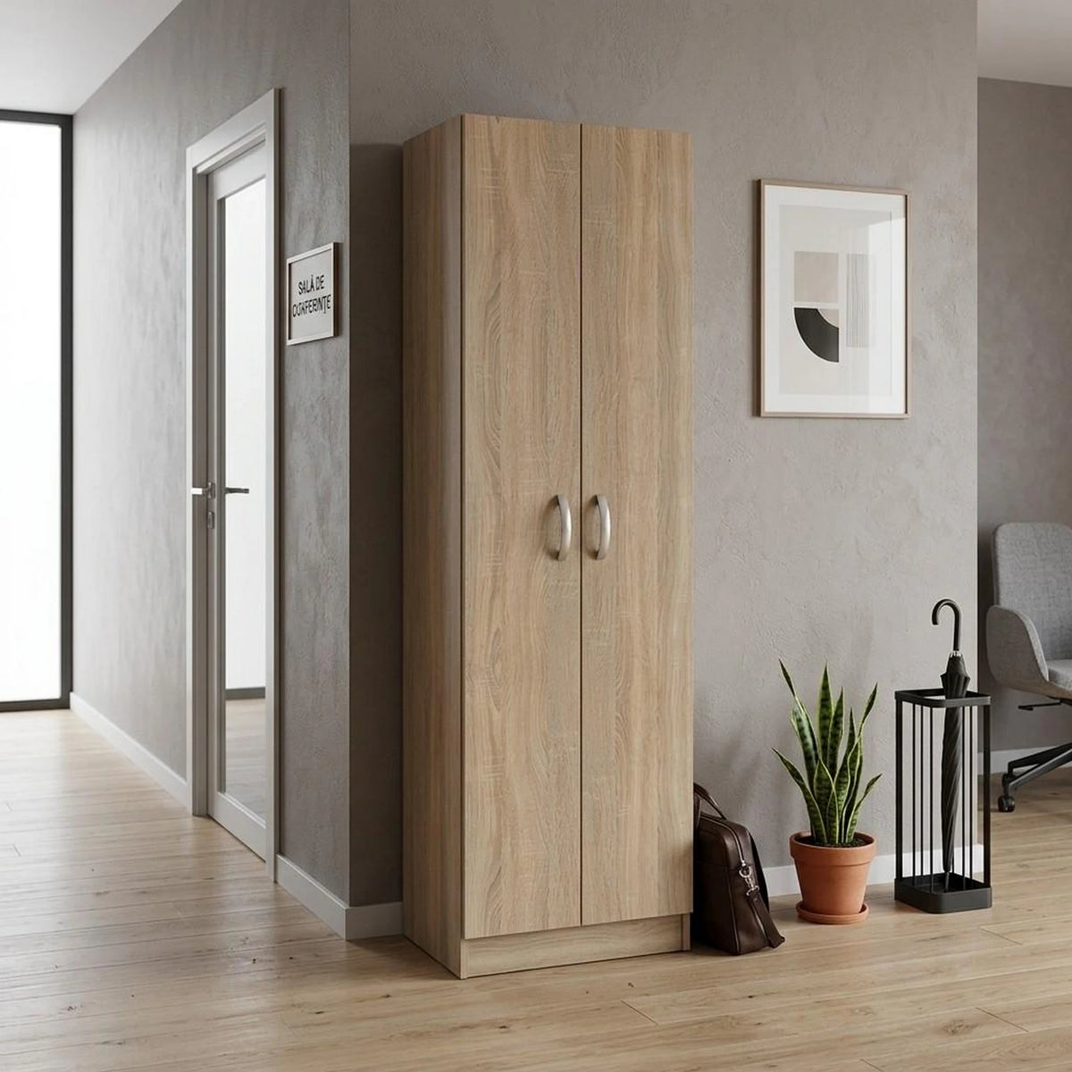 Dulap BETTY 2 BE02-004-00, stejar sonoma, PAL melaminat, cu 2 usi, 60x57x220 cm