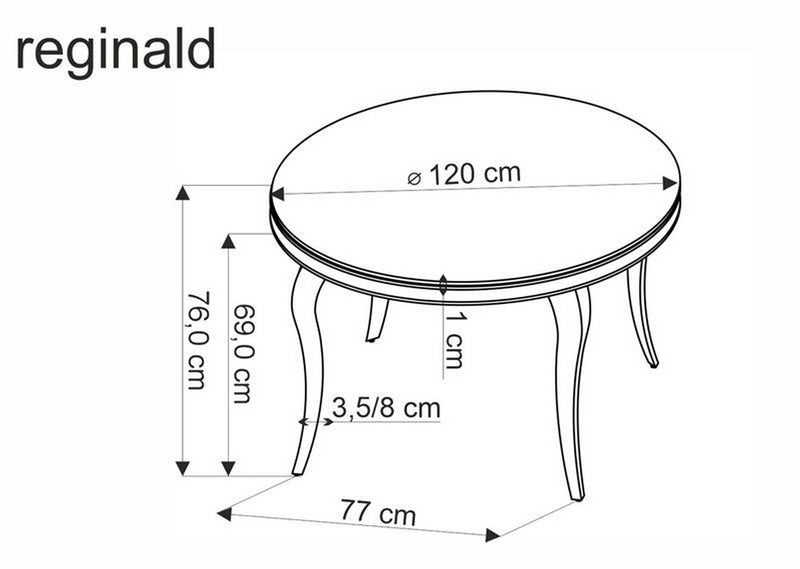 Masa REGINALD 2, negru/auriu, sticla/metal, 120x120x76 cm