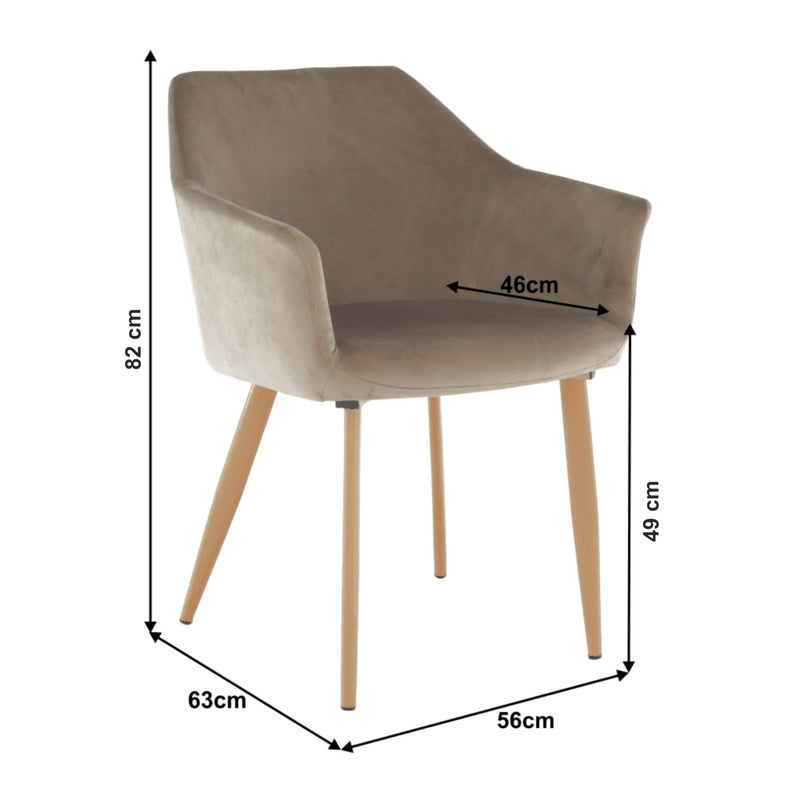 Scaun ODOVEL, grej/fag, stofa catifelata/metal, 56x63x82 cm