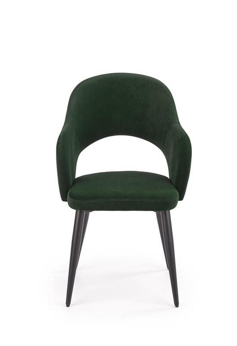 Scaun K364, verde inchis/negru, stofa catifelata/metal, 55x55x88 cm