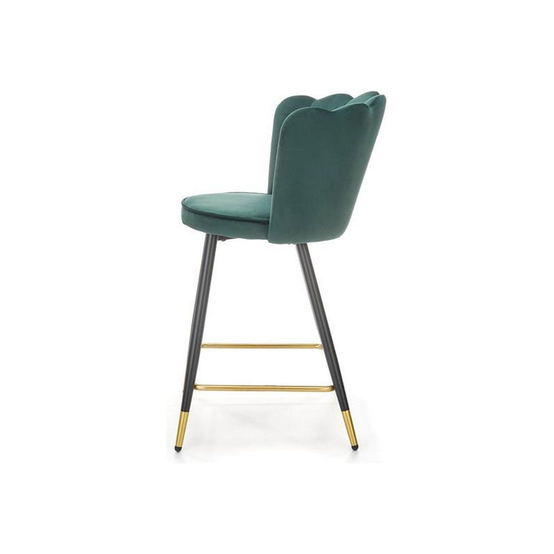 Scaun bar H106, verde/negru, stofa catifelata/otel, 58x58x96 cm