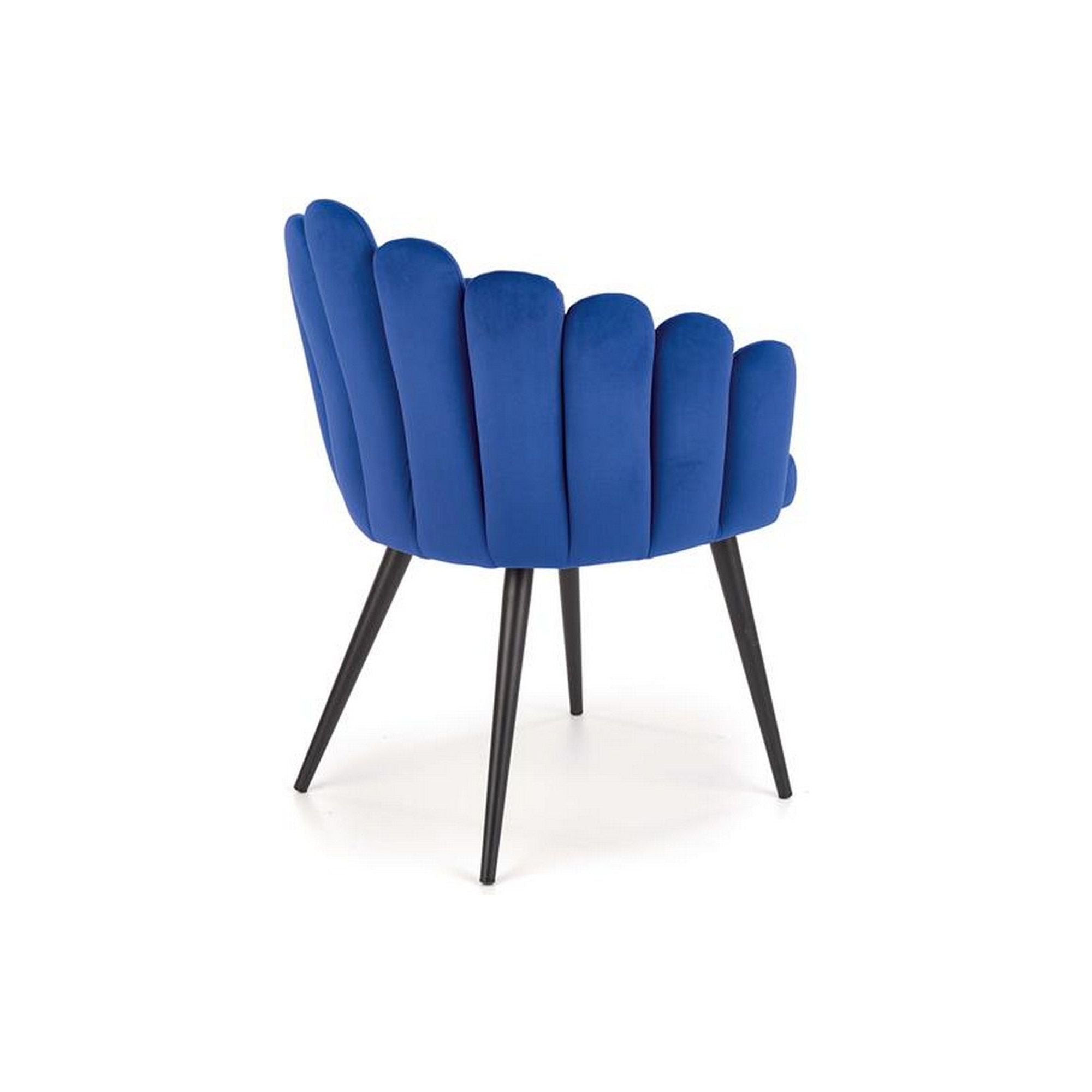 Scaun K410, albastru/negru, stofa catifelata/otel, 65x62x85 cm