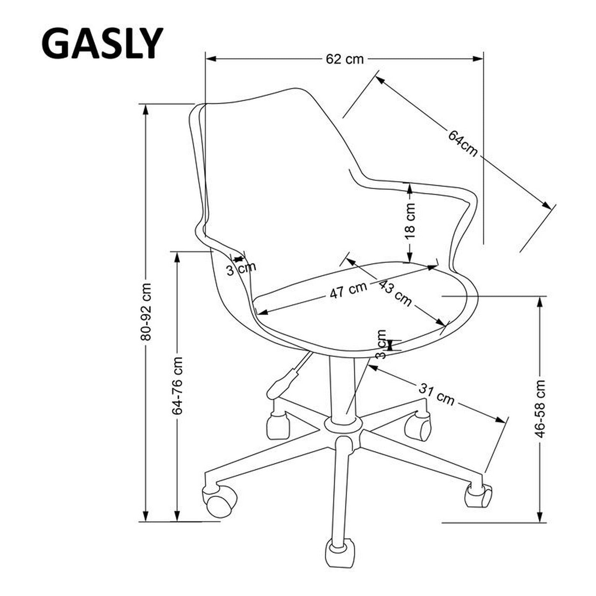Scaun birou GASLY, alb, piele ecologica, 62x64x80/92 cm