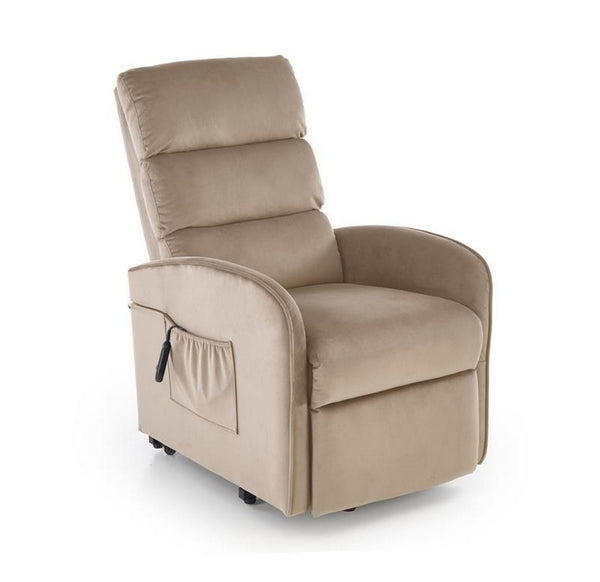 Fotoliu recliner MARONI, stofa catifelata bej - Bluvel 40, 62x92/165x103/84 cm