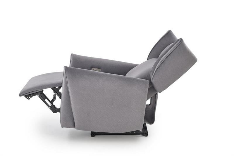 Fotoliu recliner GELATO, stofa clasica gri, 83x91/161x95/109 cm