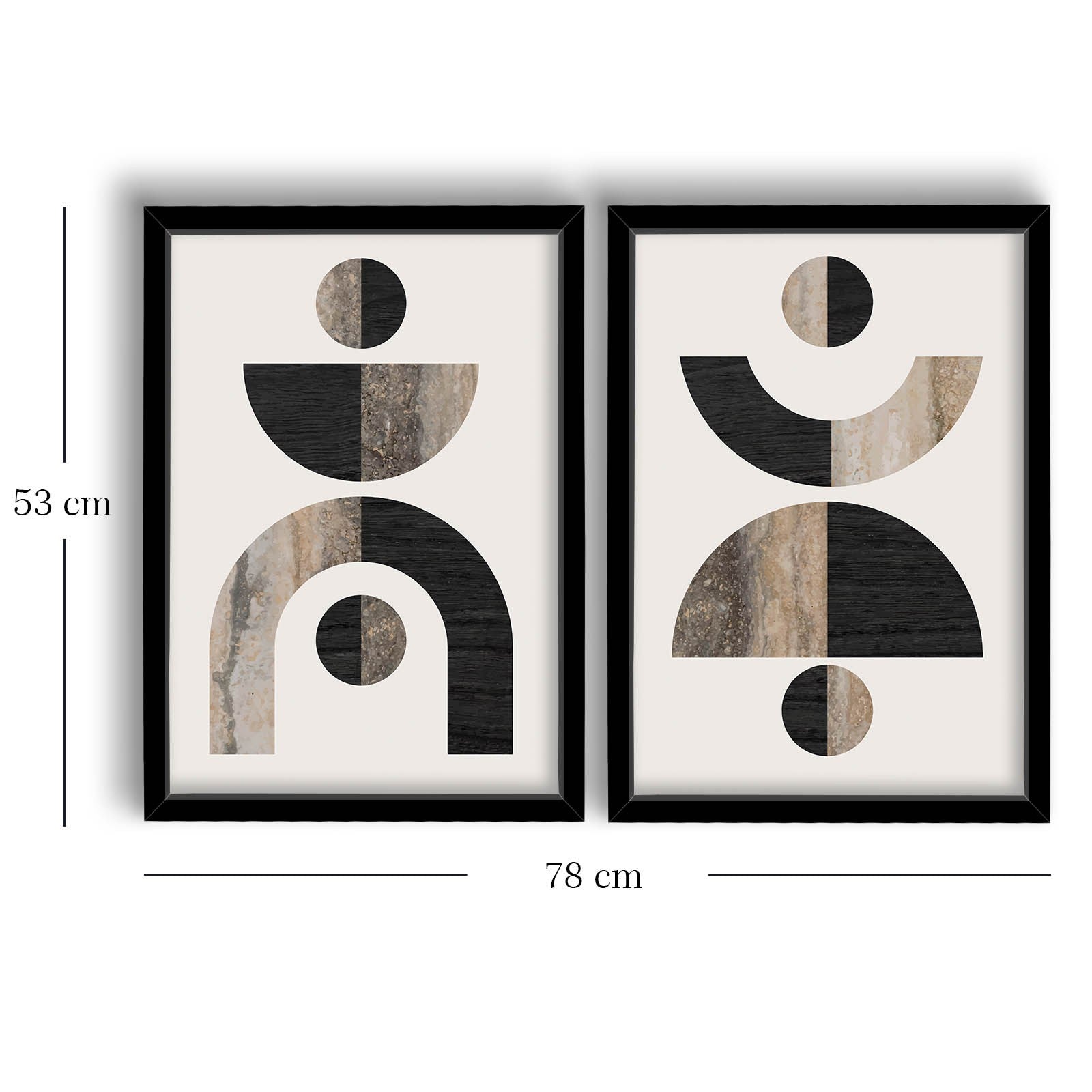 Tablou decorativ MDF cu ramă (2 piese), 2P3853NISCT-014, Maro / Vizon / Alb / Negru