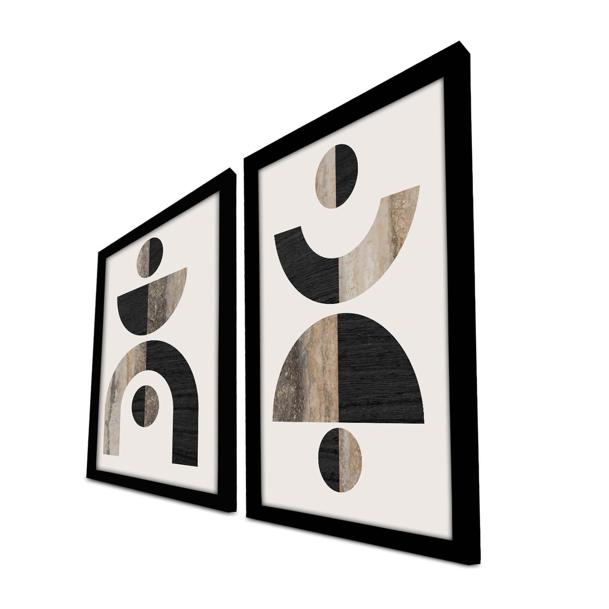Tablou decorativ MDF cu ramă (2 piese), 2P3853NISCT-014, Maro / Vizon / Alb / Negru