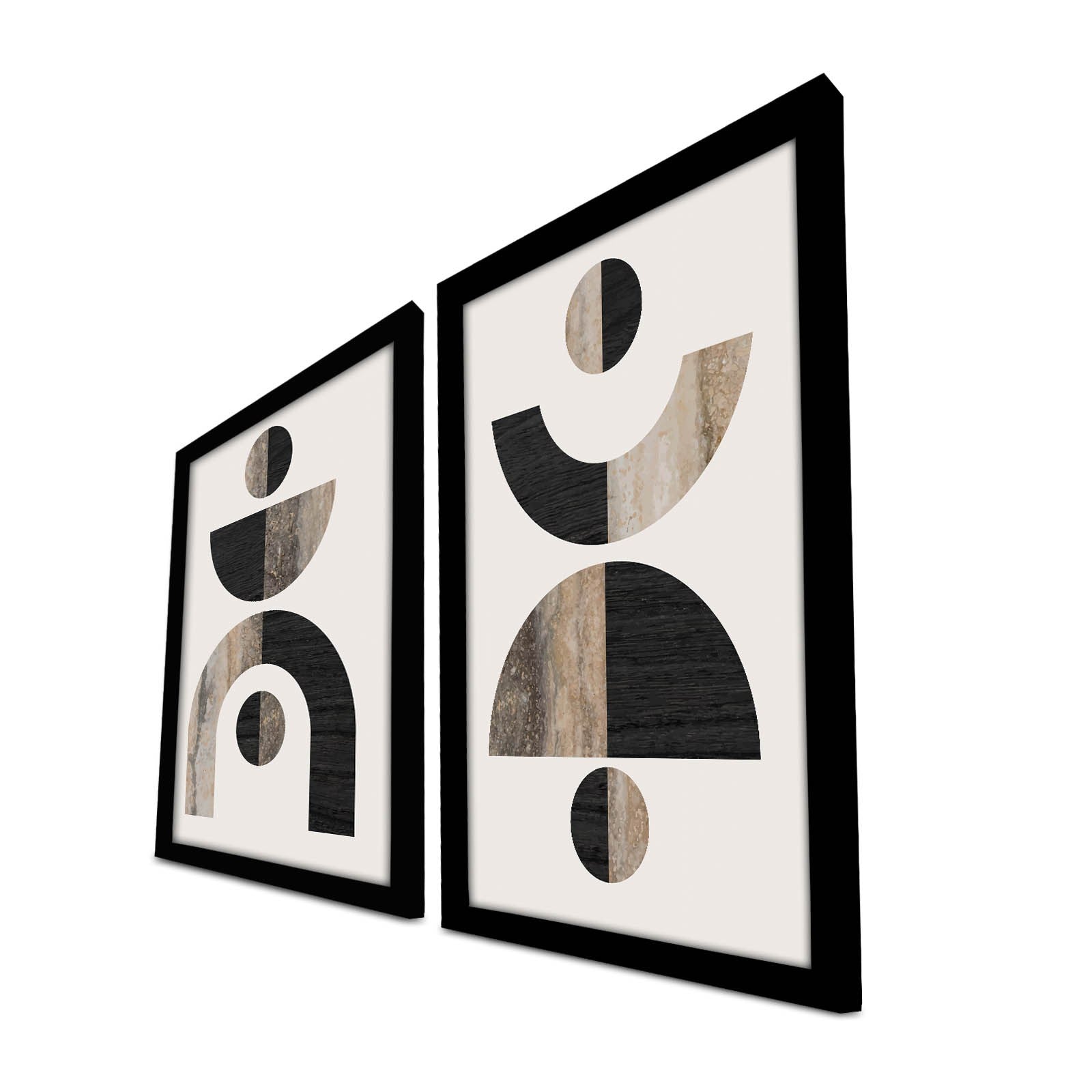 Tablou decorativ MDF cu ramă (2 piese), 2P3853NISCT-014, Maro / Vizon / Alb / Negru