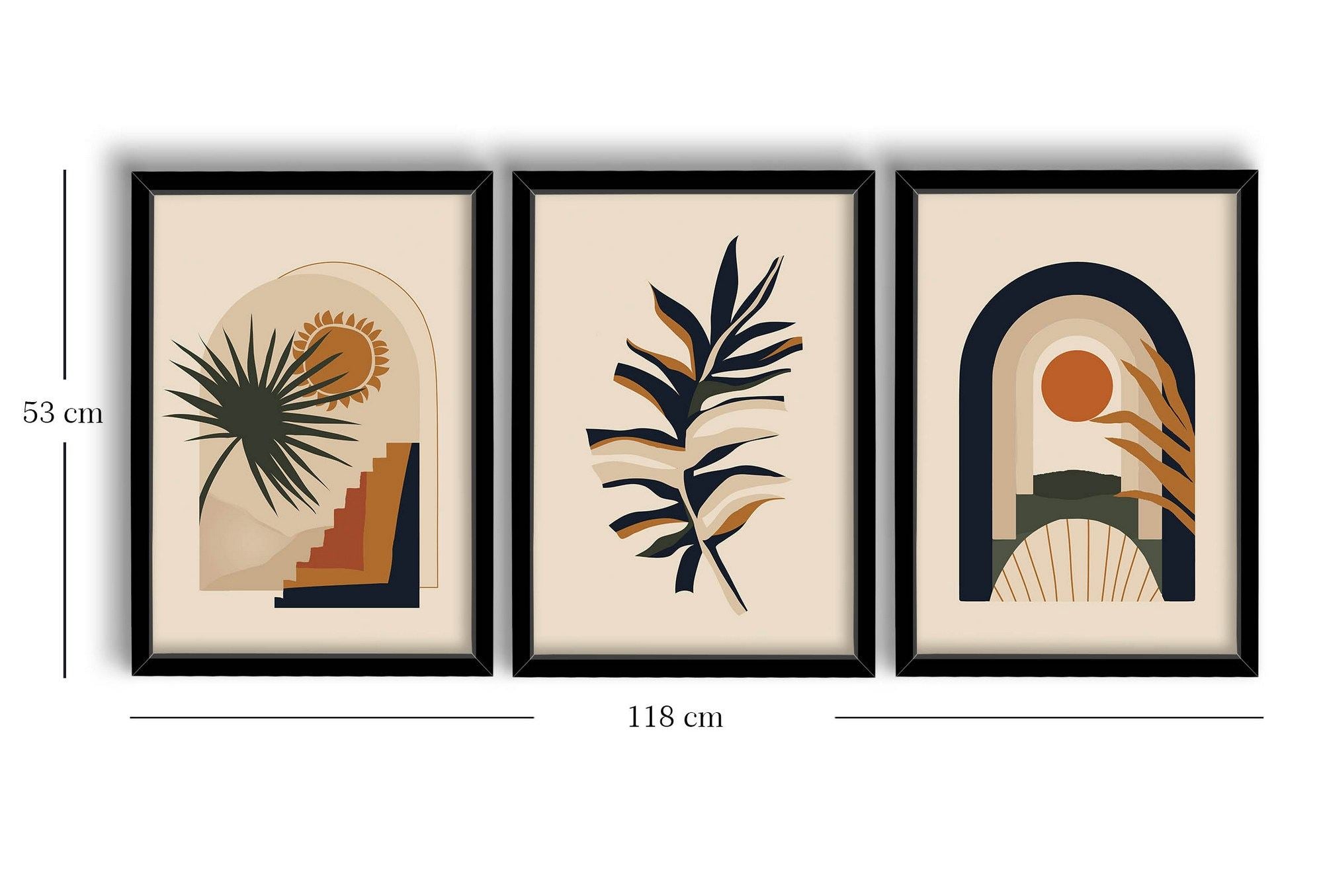 Tablou decorativ MDF cu ramă (3 piese), 3P3853NISCT-003, Multicolor