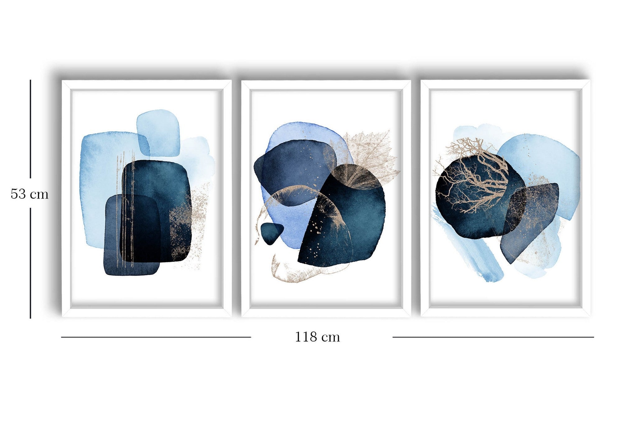 Tablou decorativ MDF cu ramă (3 piese), 3P3853NISCT-006, Bleumarin / Albastru / Vizon / Alb