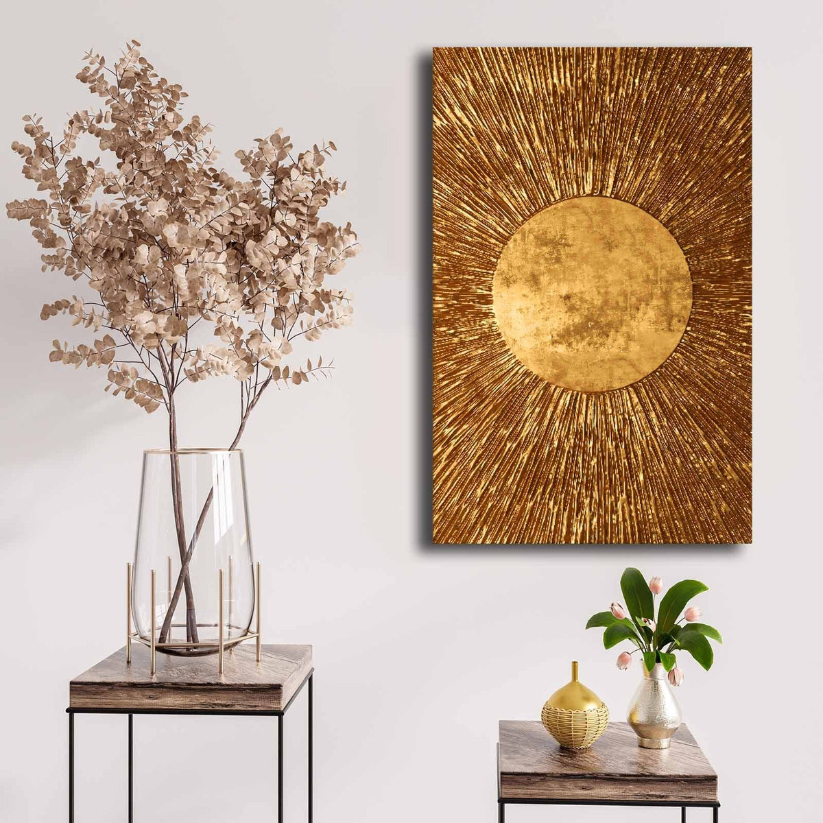 Tablou decorativ pe pânză, 4570NISC-023, Auriu