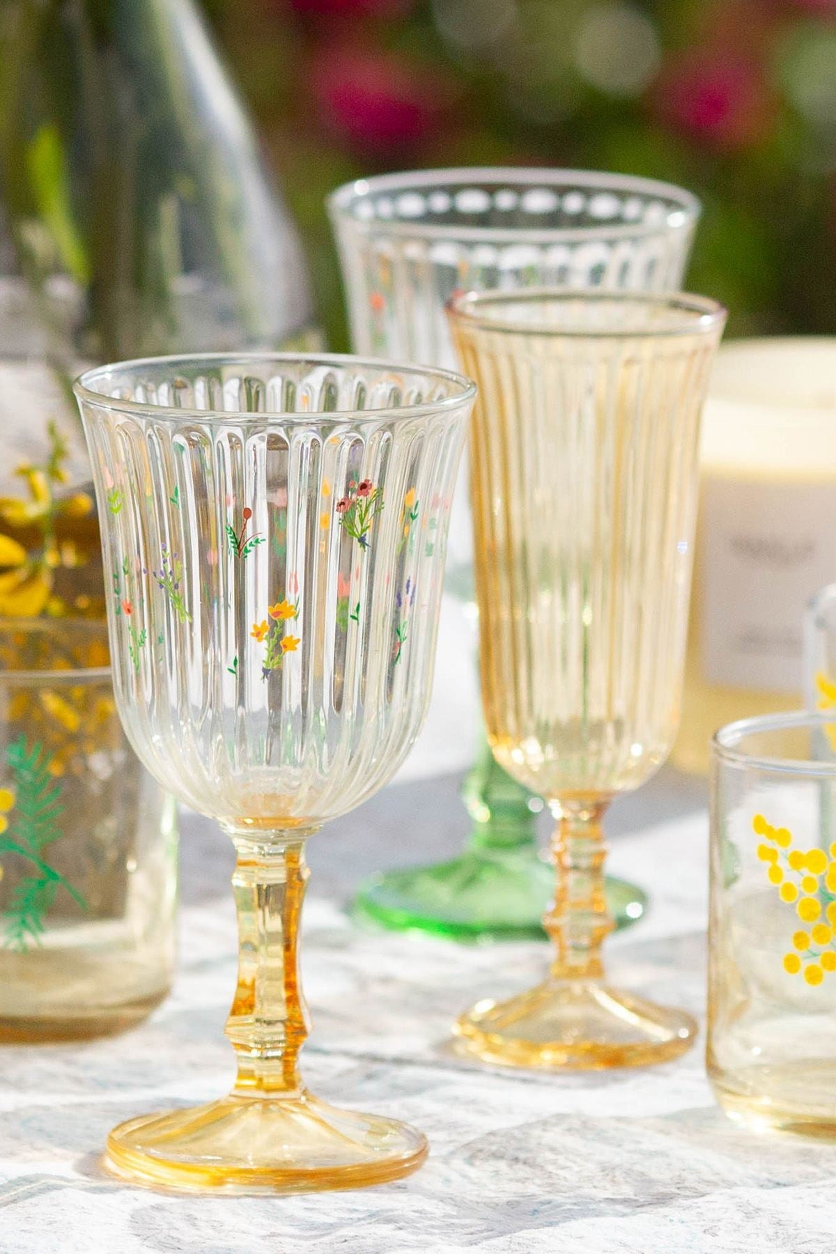 Set pahare vin (4 piese), Botanical 240, Galben / Verde