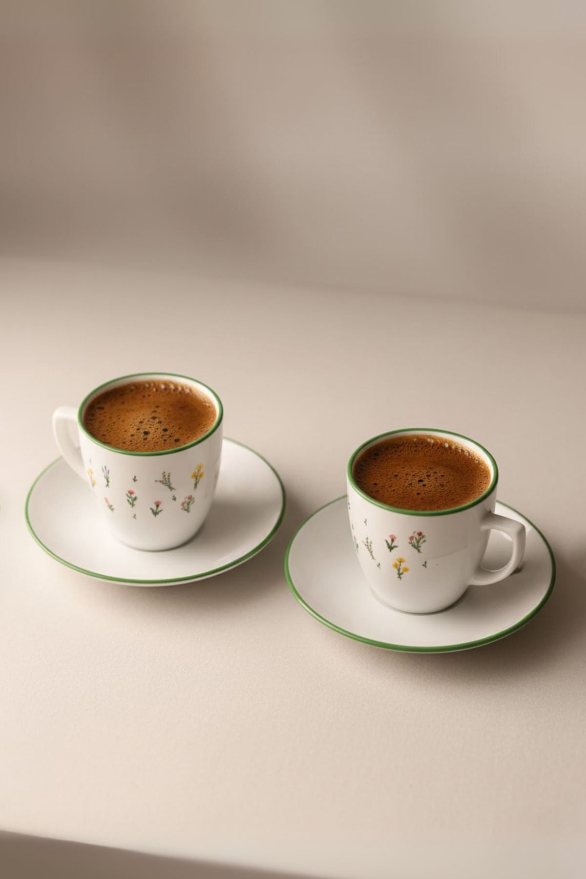 Set cești cafea (4 piese), Botanical, Alb / Verde