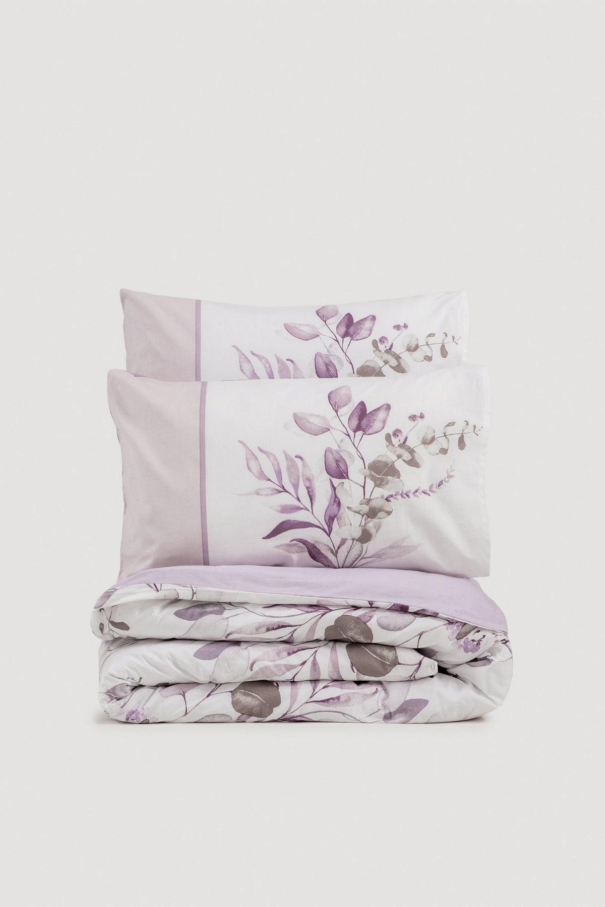 Set lenjerie pat single ranforce, Nadia - Lilac, Lila / Alb