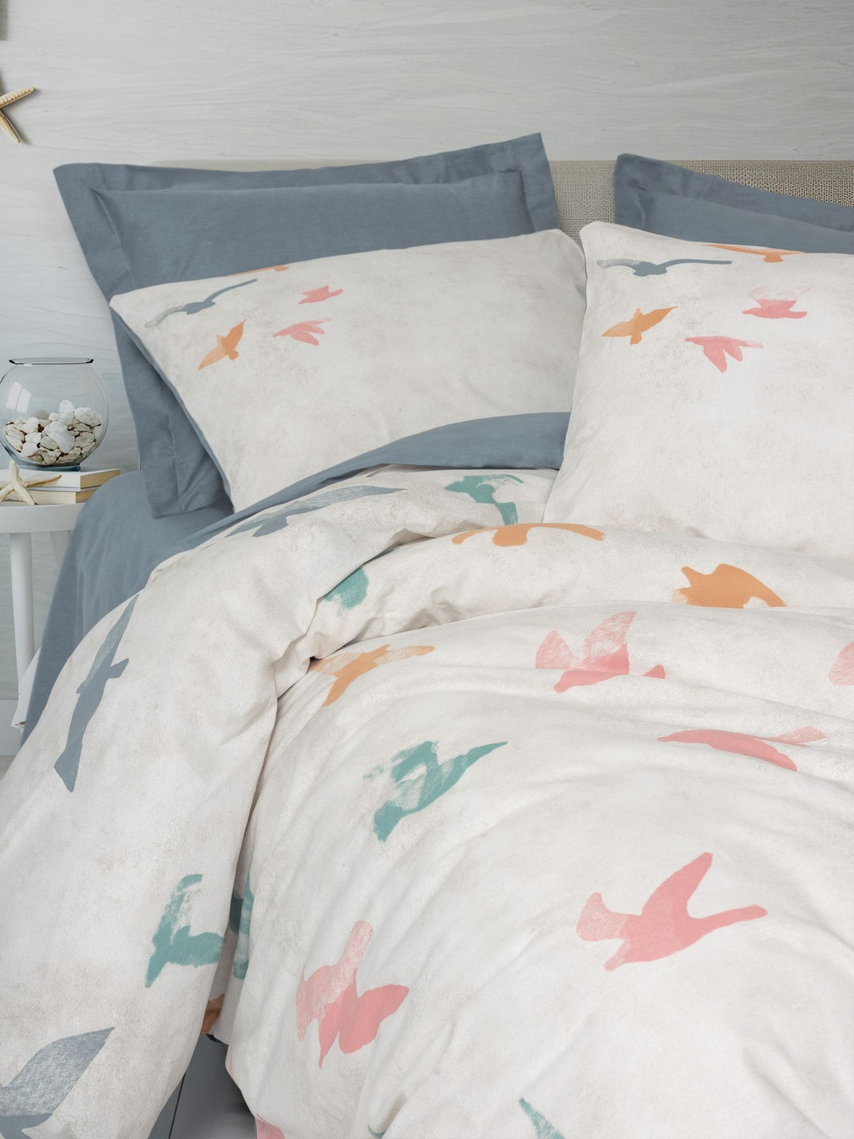 Set lenjerie pat dublu ranforce, Kaija - Blue, Albastru
