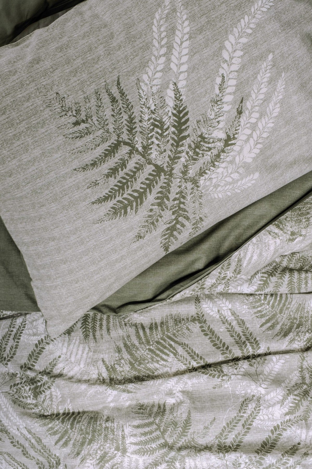 Set lenjerie pat dublu ranforce, Frond - Khaki, Kaki