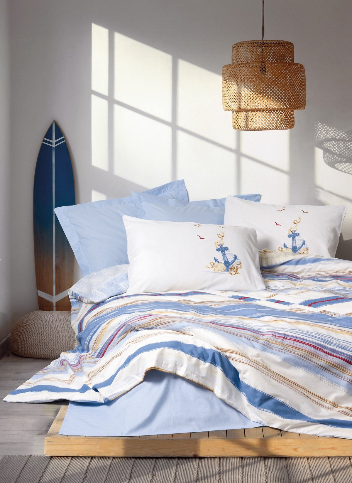 Set lenjerie pat single ranforce, Moreno - Blue, Albastru