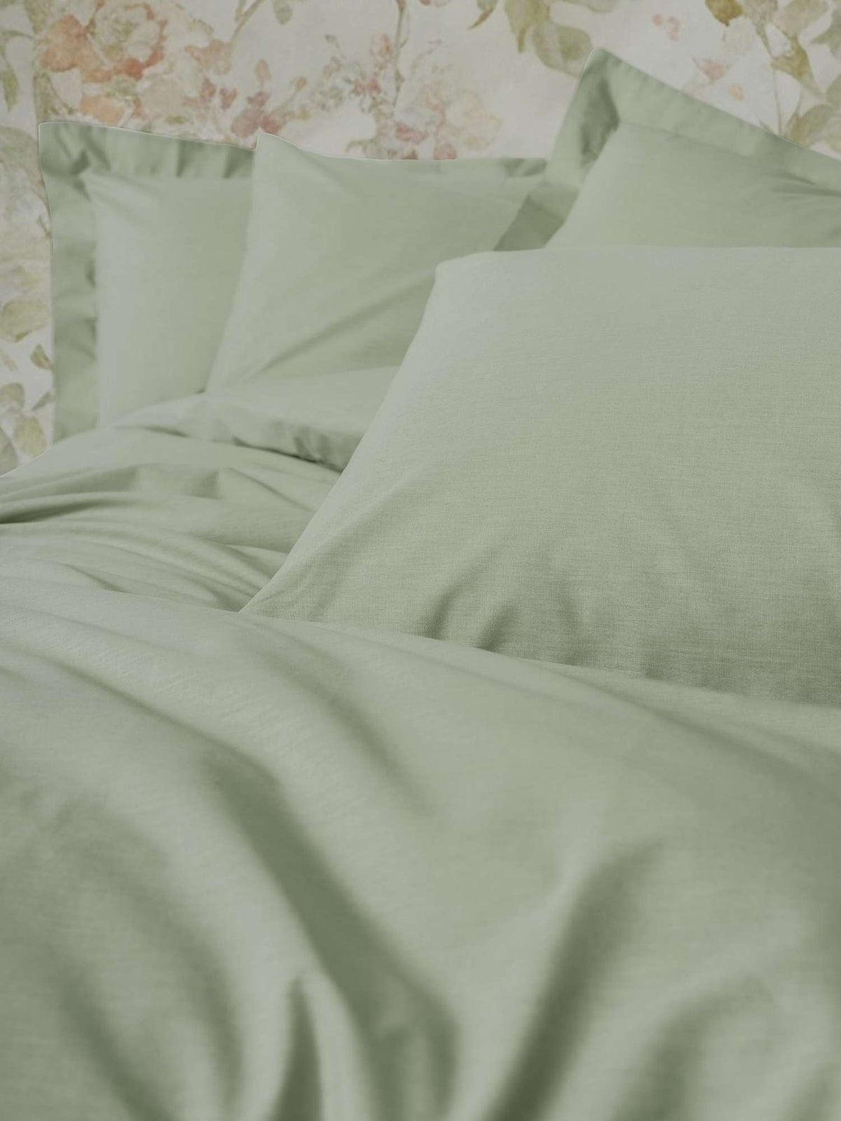 Set lenjerie pat dublu ranforce, Plain - Sage, Salvie