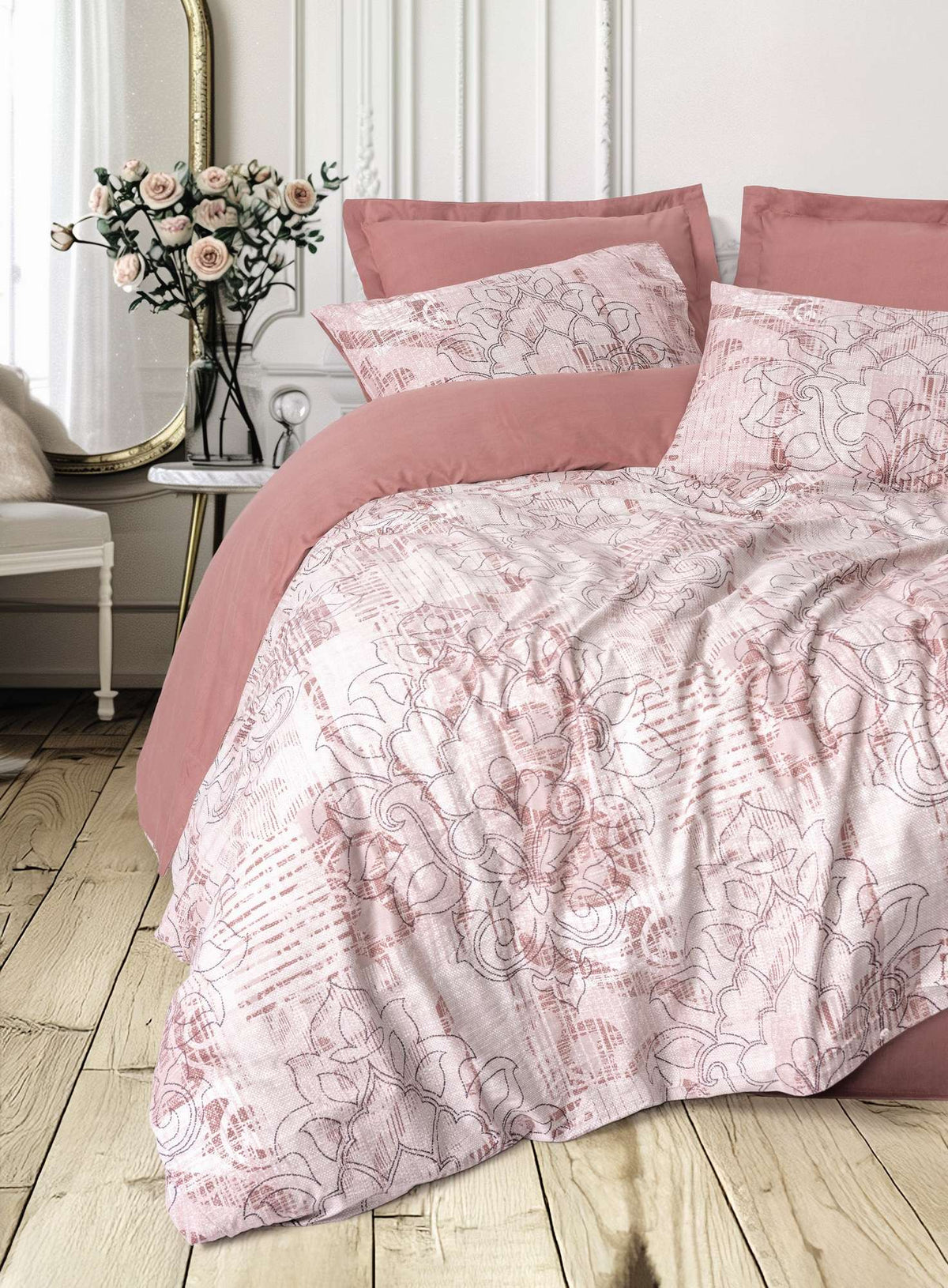 Set lenjerie pat single ranforce, Livara - Dusty Rose, Prăfuit