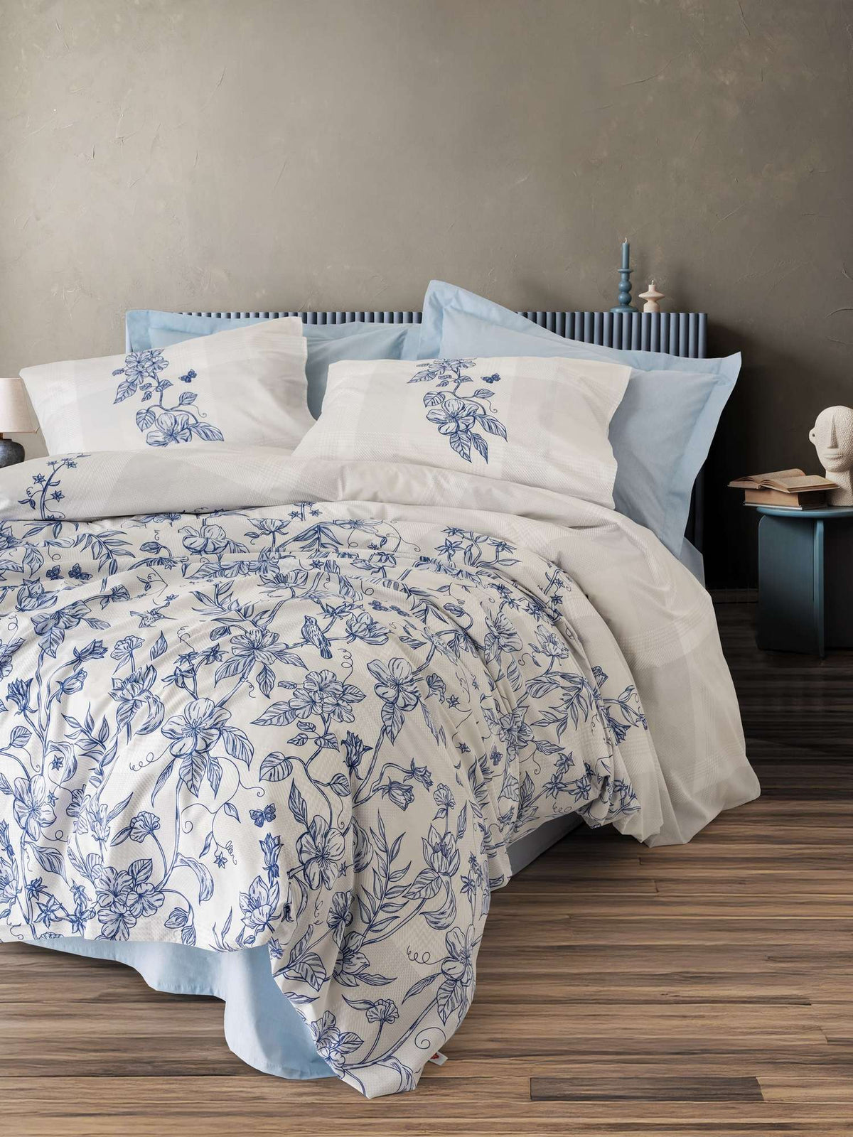 Set lenjerie pat single ranforce, Linora - Blue, Albastru