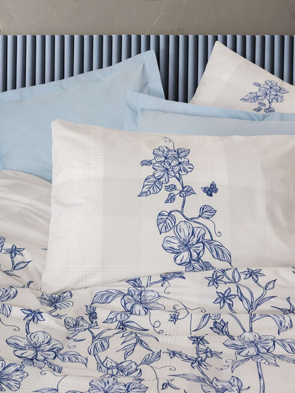 Set lenjerie pat single ranforce, Linora - Blue, Albastru