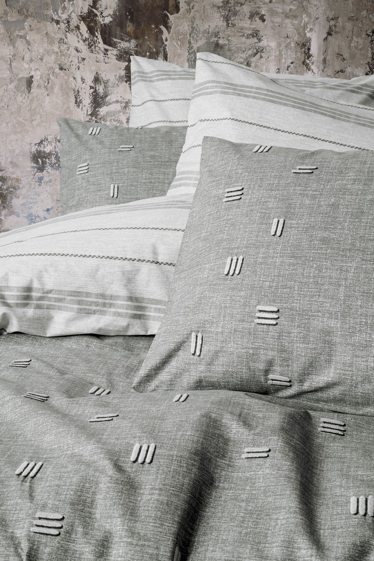 Set lenjerie pat dublu ranforce, Patara - Grey, Gri