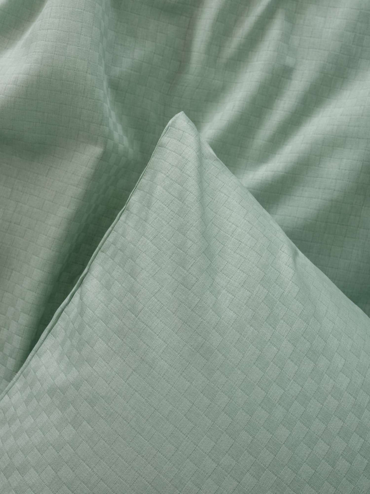 Set lenjerie pat dublu ranforce, Plaid - Sage, Salvie