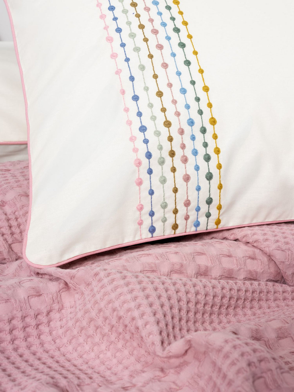 Set cuvertură pichet pat dublu, Pebble - Pink, Roz