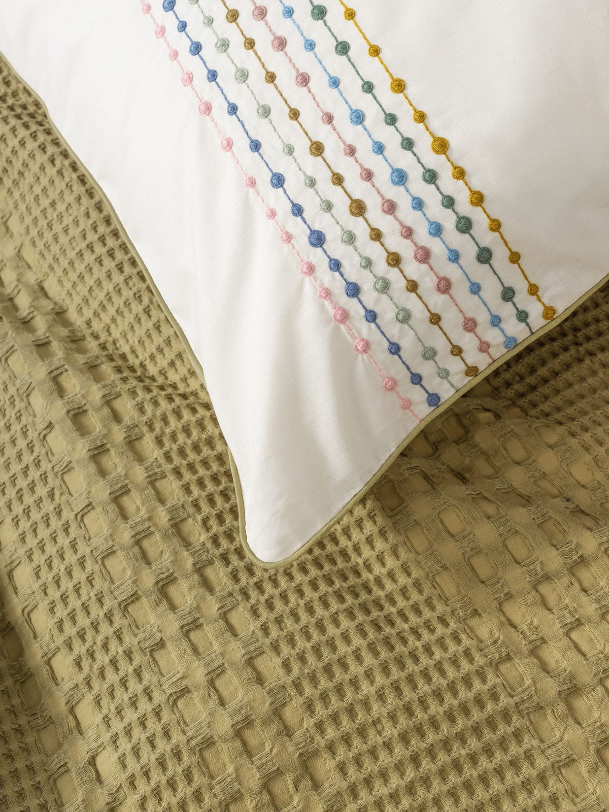 Set cuvertură pichet pat dublu, Pebble - Mustard, Muștar