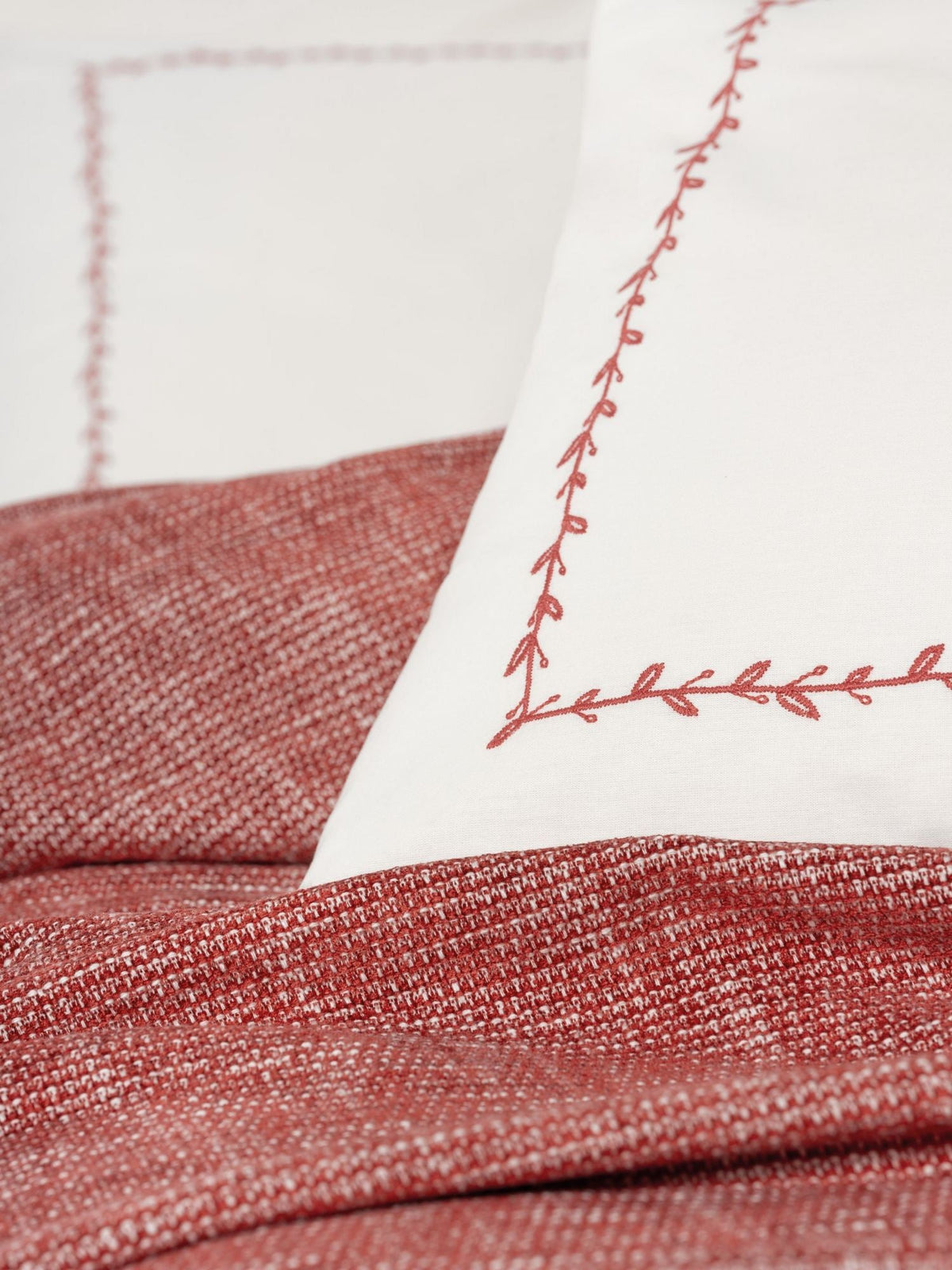 Set cuvertură pichet pat dublu, Loom - Claret Red, Roșu Bordo