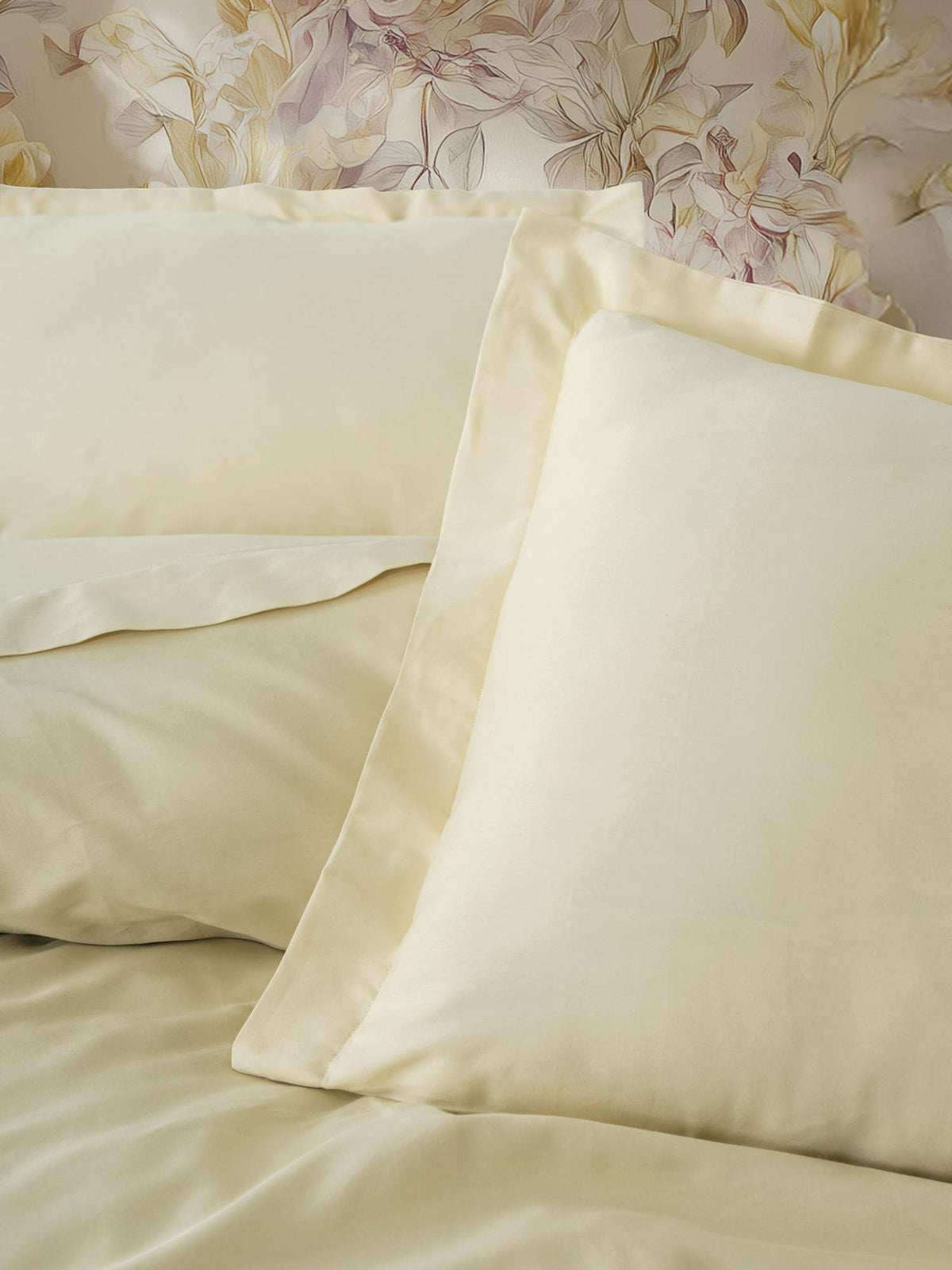 Set lenjerie satin pat dublu, Elegant - Beige, Bej