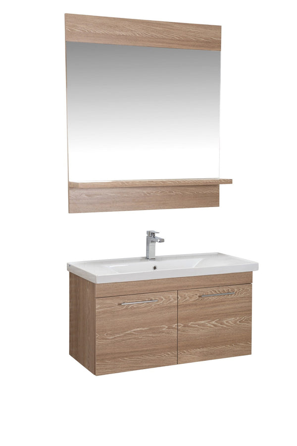 Set mobilier baie SEQUOIA 100, stejar/alb, lemn/ceramica