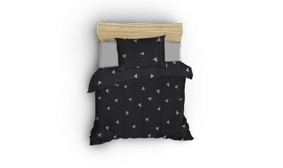 Set husă pilotă pat dublu, Üçgen - Grey, Gri / Alb