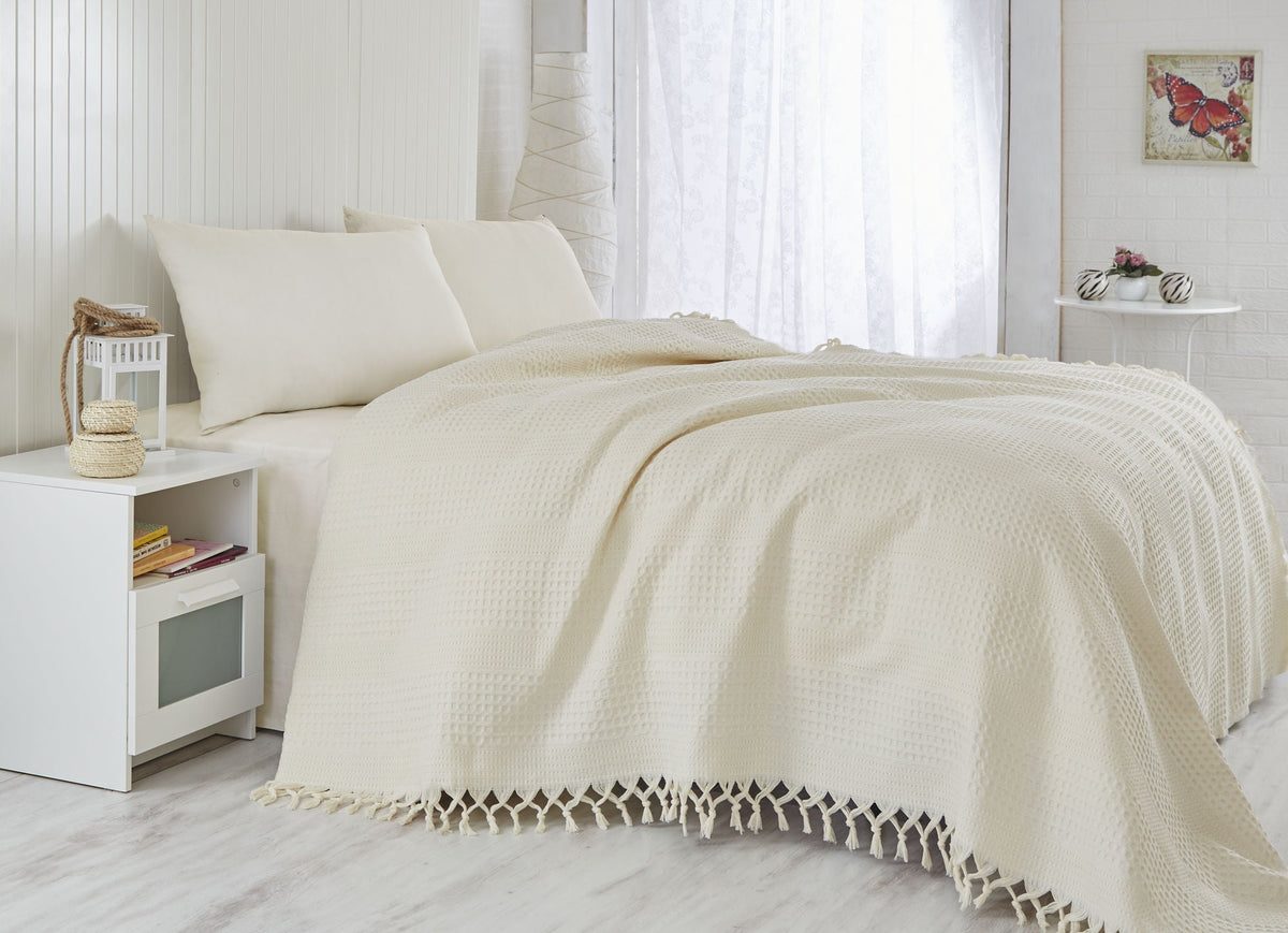 Cuvertură pichet pat dublu, 120 - Cream, Crem