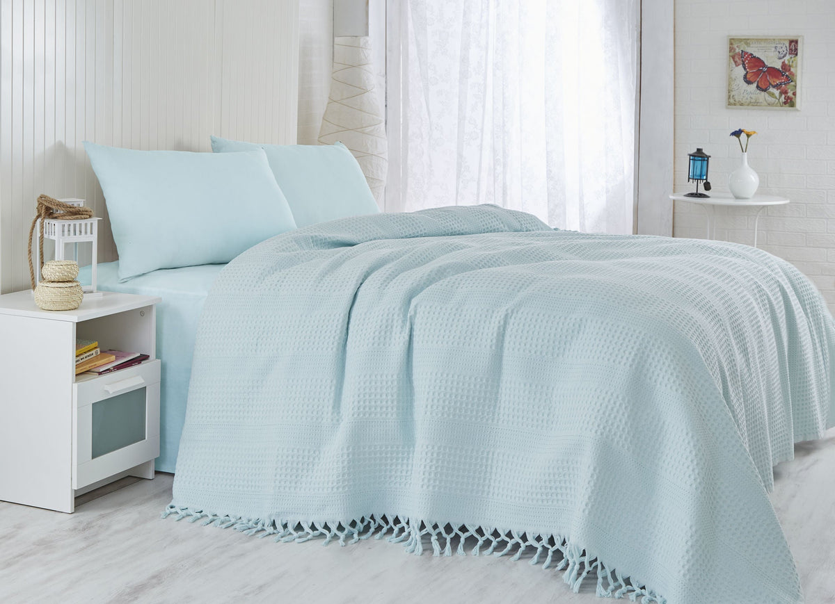 Cuvertură pichet pat dublu, Light Blue, Albastru deschis