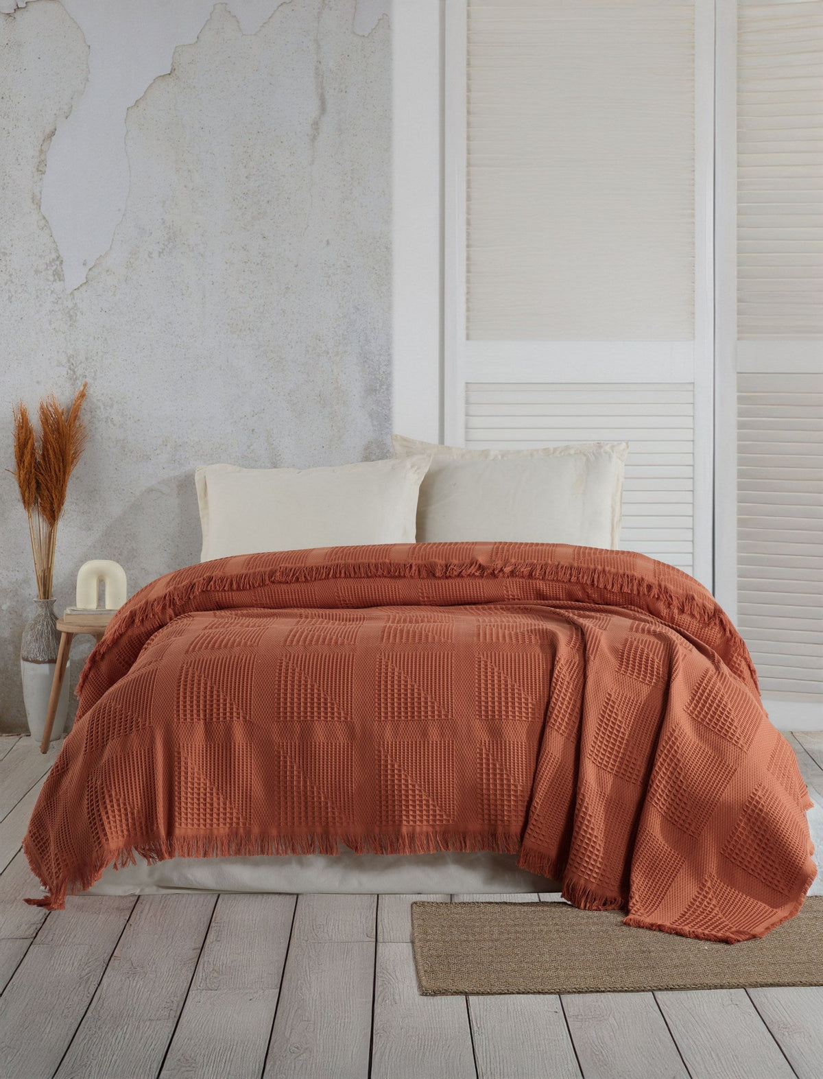 Cuvertură pichet pat dublu, Sirius - Tile Red, Roșu cărămidă