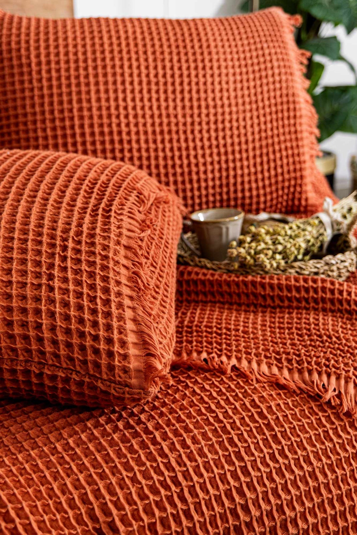 Set cuvertură pichet pat dublu, Norah - Copper, Cupru
