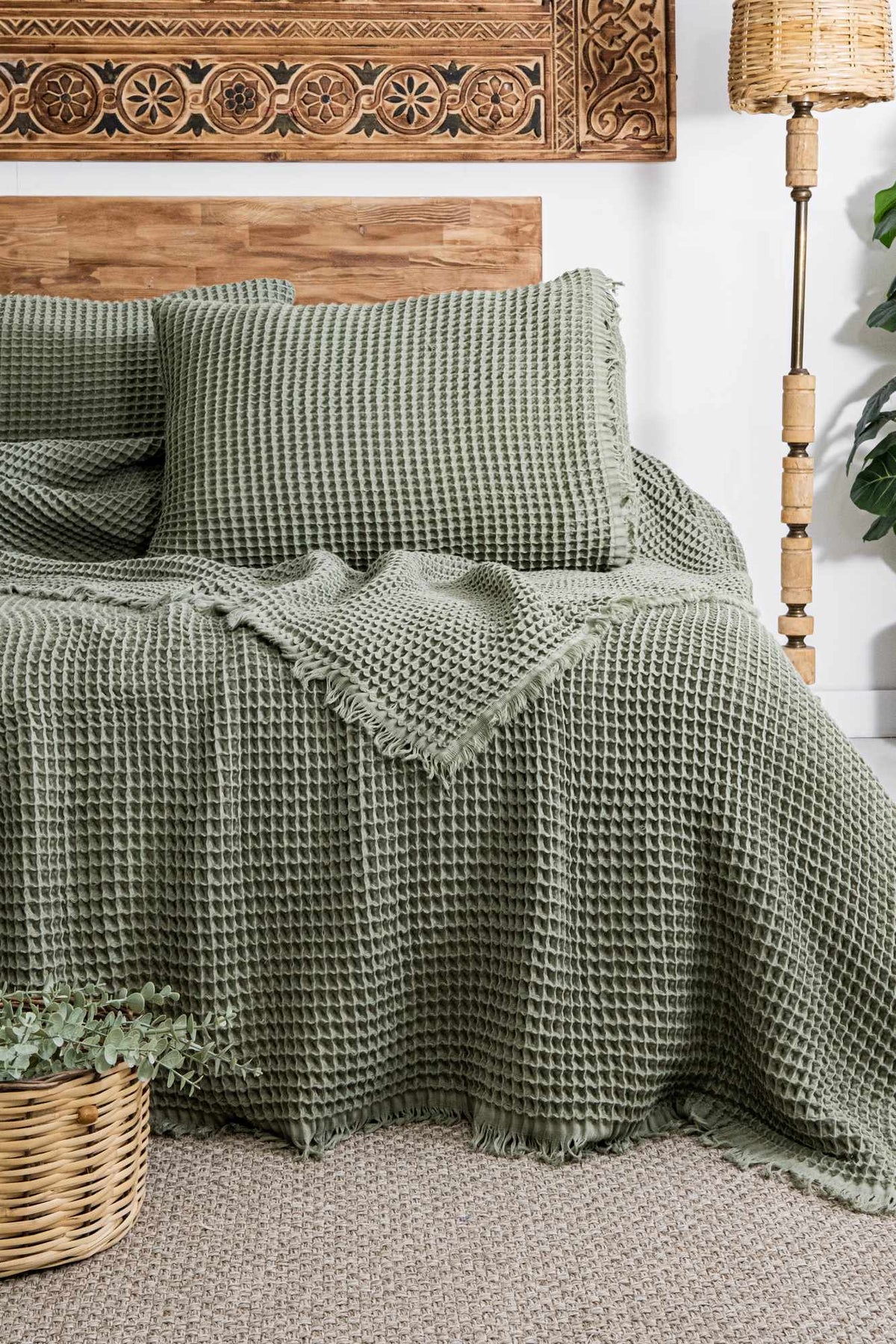 Set cuvertură pichet pat dublu, Norah - Khaki, Kaki