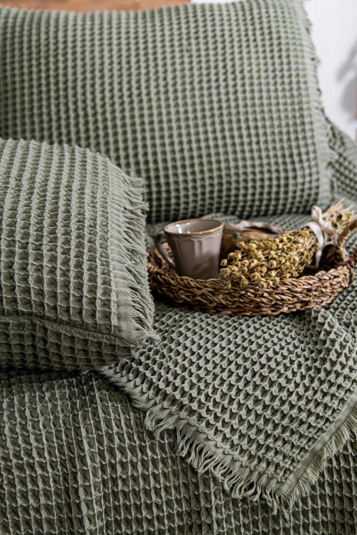 Set cuvertură pichet pat dublu, Norah - Khaki, Kaki