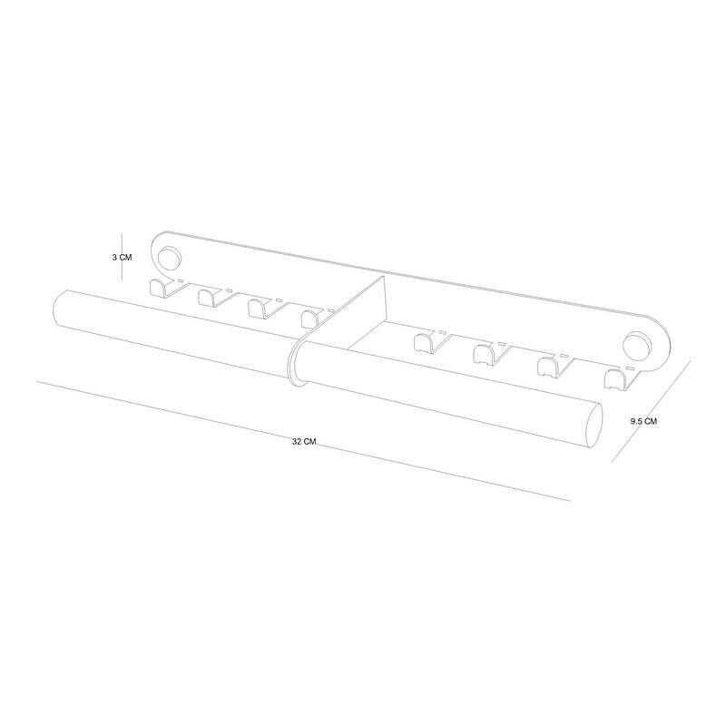 Suport bijuterii DETANGLE-2, alb/stejar, metal/lemn de pin, 32x10x3 cm