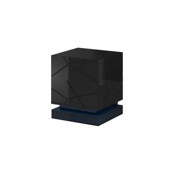 Noptiera QIU, negru, cu o usa, 46x41.5x53 cm